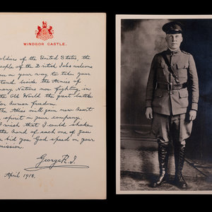 (History) Reproduction of a handwritten letter by King George V dated ...