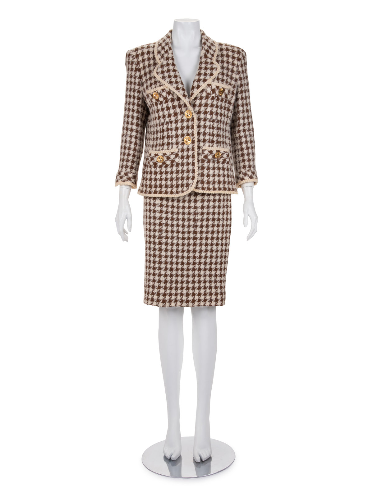 Chanel Two-Piece Houndstooth Skirt Suit, 1990s